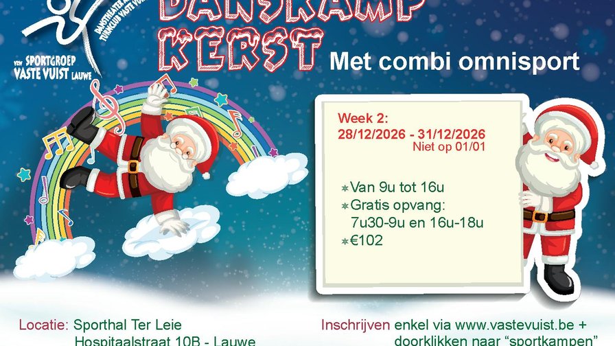 Combi danskamp + omnisportkamp Kerst 2026 - week 2 (Niet op 1 januari)