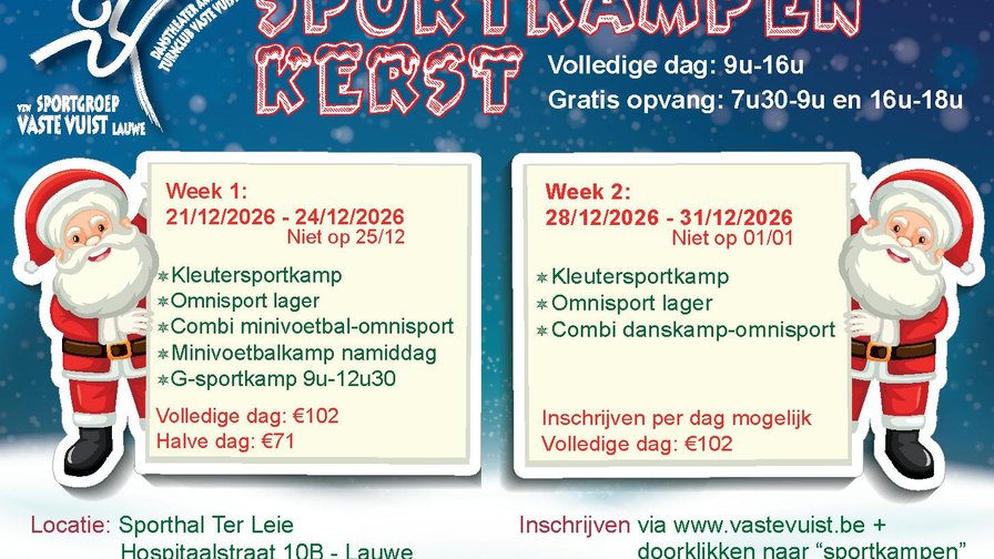 Kleutersportkamp Kerst 2026 - week 1 (25 december niet)