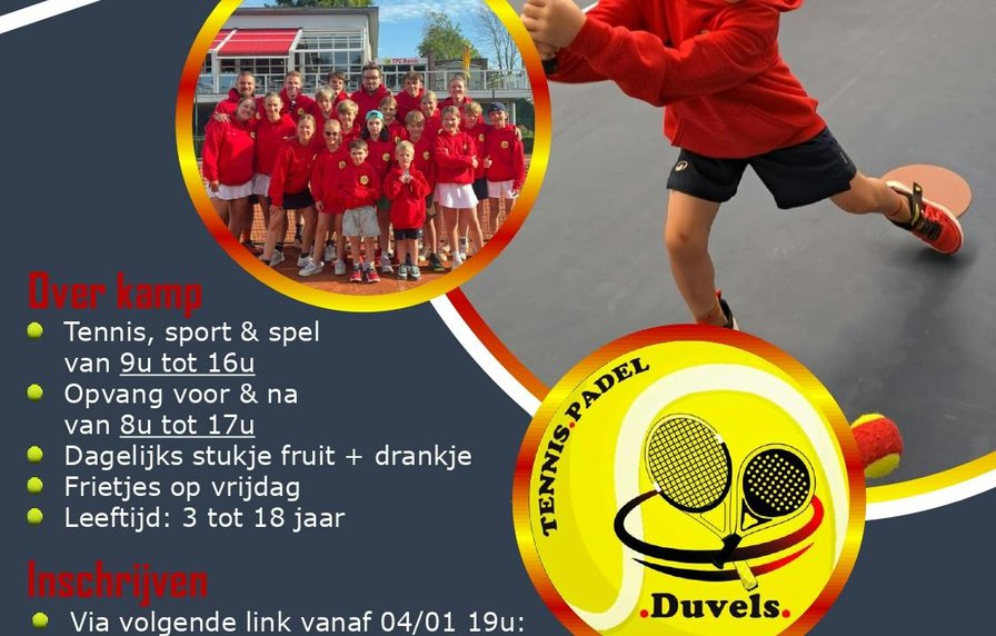 Tenniskamp TPC Duvels 02/11/26 - 06/11/26 (3-18 jaar)